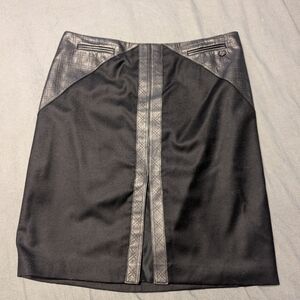 CHANEL Wool and Leather Pencil Skirt